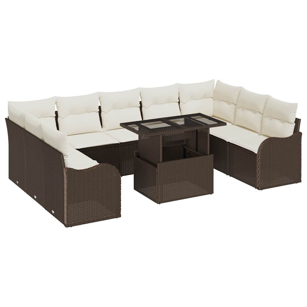 Garten-Sofa-Set 10 pcs Braun 100 x 55 x 73 cm Poly Rattan